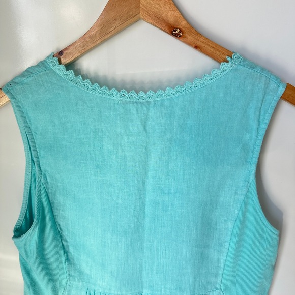 Terzo Millenio Dress Blue Linen Blend Cottagecore Coastal Travel Boho Medium‎ - Picture 5 of 14